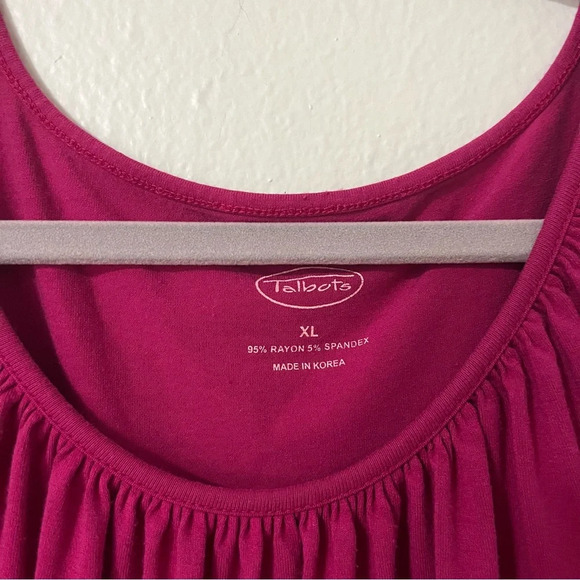 Talbots Fuchsia  3/4 sleeve scoop neck pleated Size XLarge holiday work wear - Picture 4 of 6